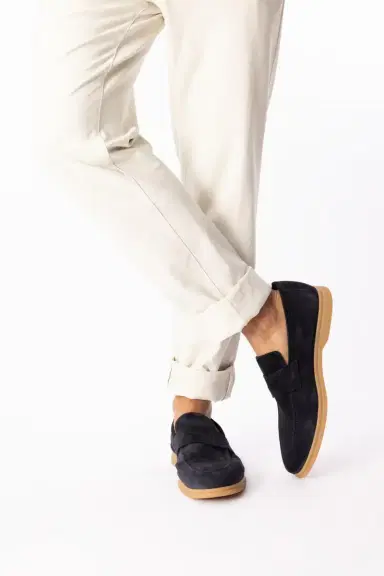 ELEVENTY Suede Loafer - Blue | Thumbnail 3 ELEVENTY Suede Loafer - Blue | Thumbnail 3