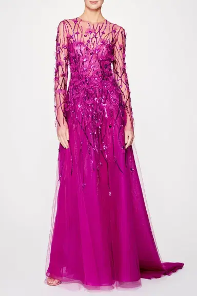 PAMELLA ROLAND Tulle Sequin Floral Gown | Thumbnail 2 PAMELLA ROLAND Tulle Sequin Floral Gown | Thumbnail 2