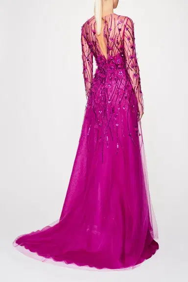 PAMELLA ROLAND Tulle Sequin Floral Gown | Thumbnail 3 PAMELLA ROLAND Tulle Sequin Floral Gown | Thumbnail 3