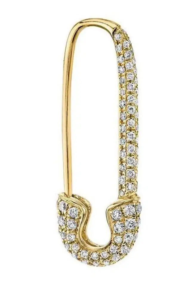 Yellow Gold Diamond Safety Pin Earring Yellow Gold Diamond Safety Pin Earring