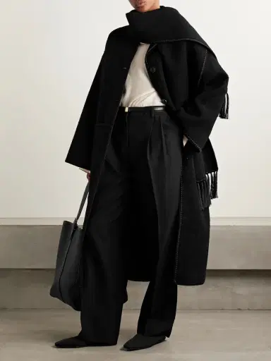 TOTEME Draped Fringed Wool-blend Bouclé Coat | Thumbnail 2 TOTEME Draped Fringed Wool-blend Bouclé Coat | Thumbnail 2