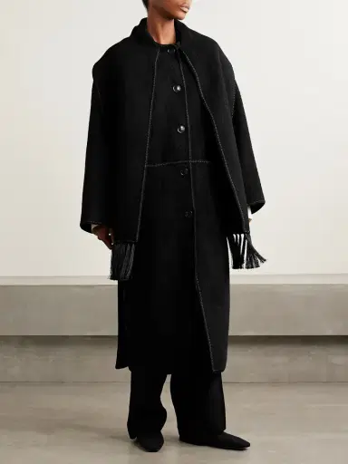 TOTEME Draped Fringed Wool-blend Bouclé Coat | Thumbnail 3 TOTEME Draped Fringed Wool-blend Bouclé Coat | Thumbnail 3