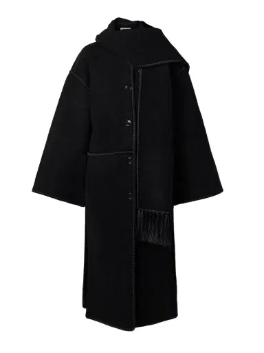 TOTEME Draped Fringed Wool-blend Bouclé Coat | Thumbnail 1 TOTEME Draped Fringed Wool-blend Bouclé Coat | Thumbnail 1