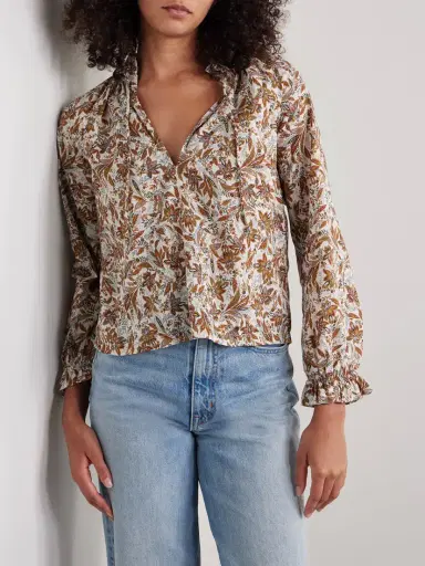 DÔEN Juna Tie-neck Floral-print Organic Cotton-voile Top | Thumbnail 3 DÔEN Juna Tie-neck Floral-print Organic Cotton-voile Top | Thumbnail 3