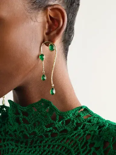 Octavia Elizabeth Eucalyptus 18-karat Recycled Gold, Emerald And Diamond Earrings | Thumbnail 2 Octavia Elizabeth Eucalyptus 18-karat Recycled Gold, Emerald And Diamond Earrings | Thumbnail 2
