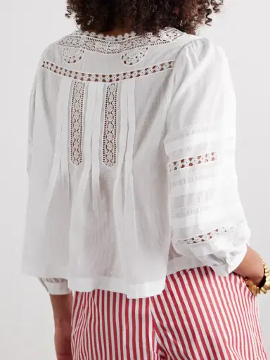 DÔEN Celeste Crochet-trimmed Organic Cotton-voile Blouse | Thumbnail 3 DÔEN Celeste Crochet-trimmed Organic Cotton-voile Blouse | Thumbnail 3