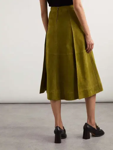 Bottega Veneta Pleated Paneled Suede Midi Skirt | Thumbnail 4 Bottega Veneta Pleated Paneled Suede Midi Skirt | Thumbnail 4