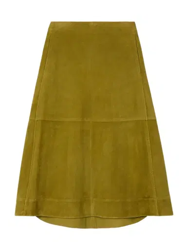Bottega Veneta Pleated Paneled Suede Midi Skirt | Thumbnail 1 Bottega Veneta Pleated Paneled Suede Midi Skirt | Thumbnail 1