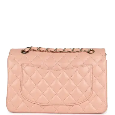 Chanel Pre-owned Chanel Small Classic Double Flap Light Pink Lambskin Gold Hardware | Thumbnail 5 Chanel Pre-owned Chanel Small Classic Double Flap Light Pink Lambskin Gold Hardware | Thumbnail 5