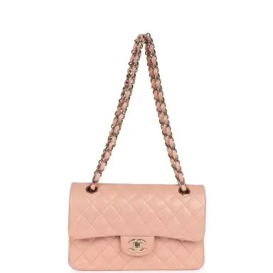 Chanel Pre-owned Chanel Small Classic Double Flap Light Pink Lambskin Gold Hardware | Thumbnail 7 Chanel Pre-owned Chanel Small Classic Double Flap Light Pink Lambskin Gold Hardware | Thumbnail 7