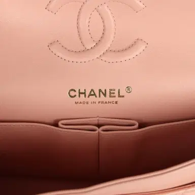 Chanel Pre-owned Chanel Small Classic Double Flap Light Pink Lambskin Gold Hardware | Thumbnail 8 Chanel Pre-owned Chanel Small Classic Double Flap Light Pink Lambskin Gold Hardware | Thumbnail 8