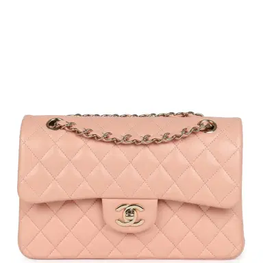 Chanel Pre-owned Chanel Small Classic Double Flap Light Pink Lambskin Gold Hardware | Thumbnail 1 Chanel Pre-owned Chanel Small Classic Double Flap Light Pink Lambskin Gold Hardware | Thumbnail 1