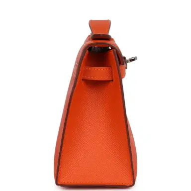 HERMÈS Pre-owned Hermes Kelly Pochette Feu Epsom Palladium Hardware | Thumbnail 4 HERMÈS Pre-owned Hermes Kelly Pochette Feu Epsom Palladium Hardware | Thumbnail 4