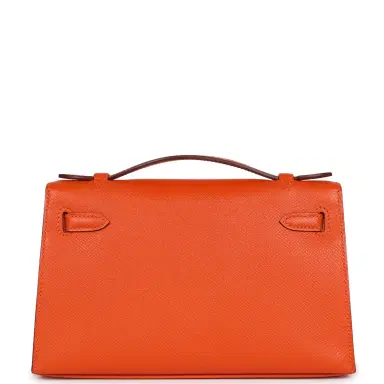 HERMÈS Pre-owned Hermes Kelly Pochette Feu Epsom Palladium Hardware | Thumbnail 5 HERMÈS Pre-owned Hermes Kelly Pochette Feu Epsom Palladium Hardware | Thumbnail 5