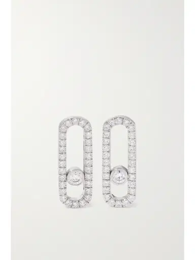 Messika Move Uno 18-karat White Gold Diamond Earrings | Thumbnail 1 Messika Move Uno 18-karat White Gold Diamond Earrings | Thumbnail 1