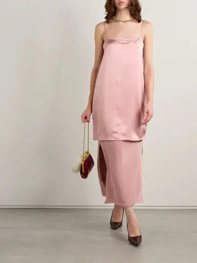 Adam Lippes Layered Silk-crepe And Satin Midi Dress | Thumbnail 2 Adam Lippes Layered Silk-crepe And Satin Midi Dress | Thumbnail 2