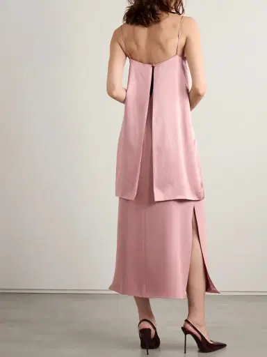 Adam Lippes Layered Silk-crepe And Satin Midi Dress | Thumbnail 3 Adam Lippes Layered Silk-crepe And Satin Midi Dress | Thumbnail 3