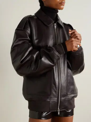 The Frankie Shop Viper Oversized Leather Jacket | Thumbnail 3 The Frankie Shop Viper Oversized Leather Jacket | Thumbnail 3