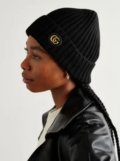 Gucci Victor Appliquéd Ribbed Wool And Cashmere-blend Beanie | Thumbnail 2 Gucci Victor Appliquéd Ribbed Wool And Cashmere-blend Beanie | Thumbnail 2