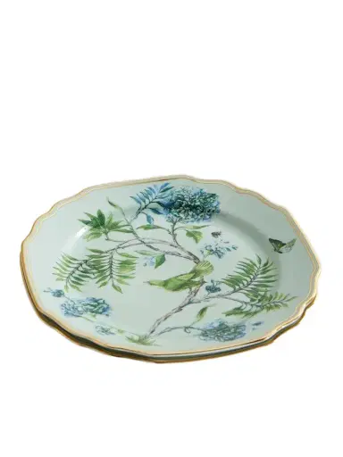 Aquazzura Casa Secret Garden Set Of Two Gold-plated Printed Porcelain Dessert Plates | Thumbnail 1 Aquazzura Casa Secret Garden Set Of Two Gold-plated Printed Porcelain Dessert Plates | Thumbnail 1
