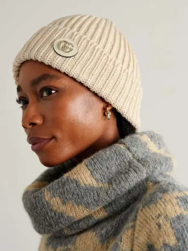 Gucci Victor Appliquéd Ribbed Metallic Wool-blend Beanie | Thumbnail 2 Gucci Victor Appliquéd Ribbed Metallic Wool-blend Beanie | Thumbnail 2