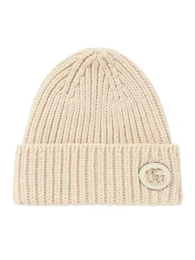 Gucci Victor Appliquéd Ribbed Metallic Wool-blend Beanie | Thumbnail 1 Gucci Victor Appliquéd Ribbed Metallic Wool-blend Beanie | Thumbnail 1