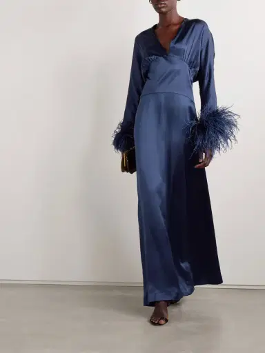 Taller Marmo Elvira Feather-trimmed Silk-satin Gown | Thumbnail 2 Taller Marmo Elvira Feather-trimmed Silk-satin Gown | Thumbnail 2