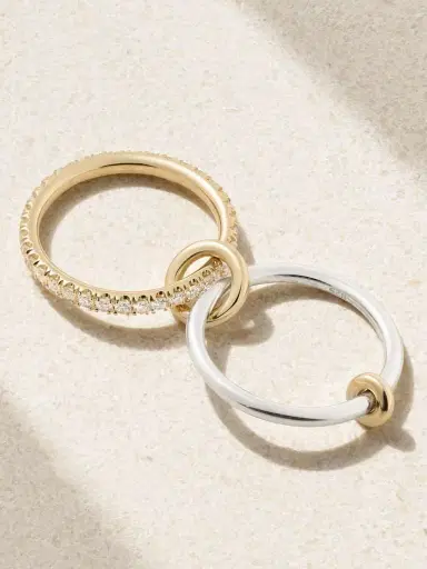 Spinelli Kilcollin Emi Set Of Two 18-karat Gold And Sterling Silver Diamond Rings | Thumbnail 3 Spinelli Kilcollin Emi Set Of Two 18-karat Gold And Sterling Silver Diamond Rings | Thumbnail 3