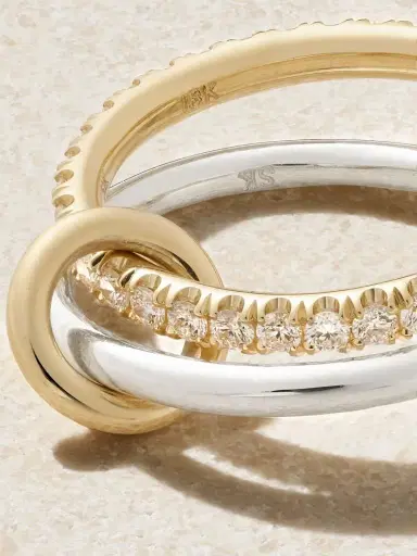 Spinelli Kilcollin Emi Set Of Two 18-karat Gold And Sterling Silver Diamond Rings | Thumbnail 4 Spinelli Kilcollin Emi Set Of Two 18-karat Gold And Sterling Silver Diamond Rings | Thumbnail 4