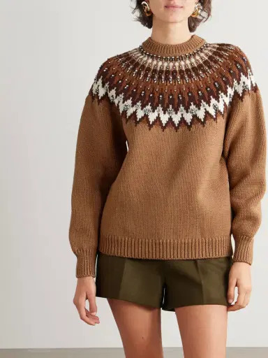 Gucci Crystal-embellished Fair Isle Wool-blend Sweater | Thumbnail 3 Gucci Crystal-embellished Fair Isle Wool-blend Sweater | Thumbnail 3