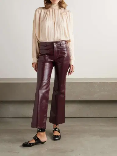Chloé Cropped Leather Flared Pants | Thumbnail 2 Chloé Cropped Leather Flared Pants | Thumbnail 2