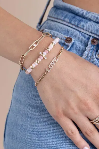 Zoë Chicco Pink Opal Diamond Rondelle Bead Bracelet | Thumbnail 2 Zoë Chicco Pink Opal Diamond Rondelle Bead Bracelet | Thumbnail 2