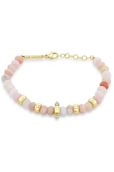 Zoë Chicco Pink Opal Diamond Rondelle Bead Bracelet | Thumbnail 3 Zoë Chicco Pink Opal Diamond Rondelle Bead Bracelet | Thumbnail 3
