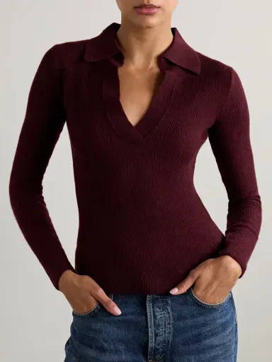 Citizens of Humanity Simone Ribbed Wool And Cashmere-blend Polo Sweater | Thumbnail 3 Citizens of Humanity Simone Ribbed Wool And Cashmere-blend Polo Sweater | Thumbnail 3