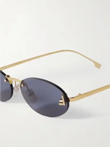 FENDI EYEWEAR Rimless Oval-frame Crystal-embellished Gold-tone Sunglasses | Thumbnail 4 FENDI EYEWEAR Rimless Oval-frame Crystal-embellished Gold-tone Sunglasses | Thumbnail 4