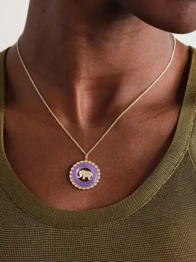 Sydney Evan Elephant 14-karat Gold, Enamel And Diamond Necklace | Thumbnail 2 Sydney Evan Elephant 14-karat Gold, Enamel And Diamond Necklace | Thumbnail 2