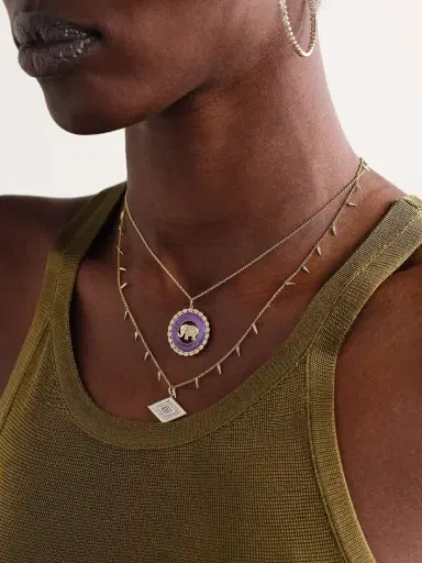Sydney Evan Elephant 14-karat Gold, Enamel And Diamond Necklace | Thumbnail 5 Sydney Evan Elephant 14-karat Gold, Enamel And Diamond Necklace | Thumbnail 5