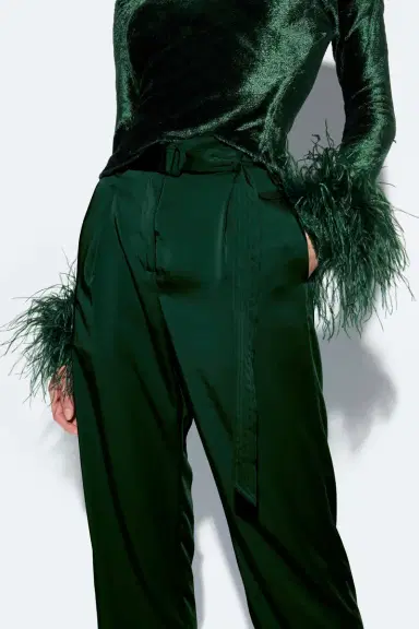 LAPOINTE Satin Belted Cropped Pant | Thumbnail 3 LAPOINTE Satin Belted Cropped Pant | Thumbnail 3