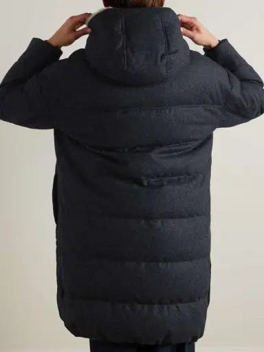Brunello Cucinelli Hooded Faux Fur-trimmed Quilted Wool Down Coat | Thumbnail 4 Brunello Cucinelli Hooded Faux Fur-trimmed Quilted Wool Down Coat | Thumbnail 4