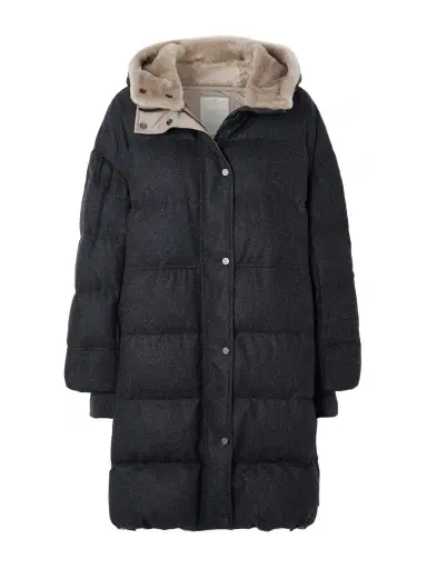 Brunello Cucinelli Hooded Faux Fur-trimmed Quilted Wool Down Coat | Thumbnail 1 Brunello Cucinelli Hooded Faux Fur-trimmed Quilted Wool Down Coat | Thumbnail 1