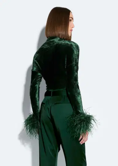 LAPOINTE Velvet Dolman Top With Feathers | Thumbnail 2 LAPOINTE Velvet Dolman Top With Feathers | Thumbnail 2