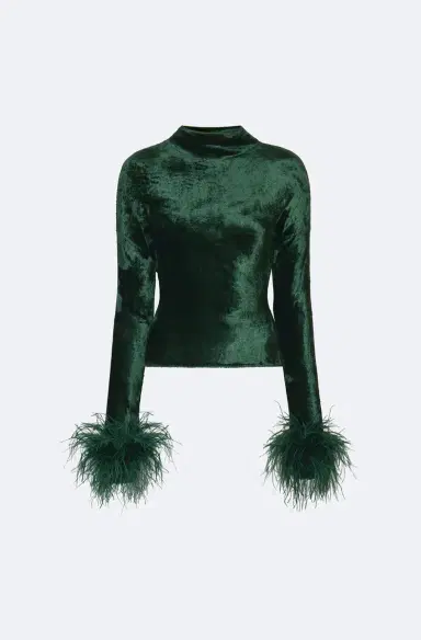 LAPOINTE Velvet Dolman Top With Feathers | Thumbnail 3 LAPOINTE Velvet Dolman Top With Feathers | Thumbnail 3