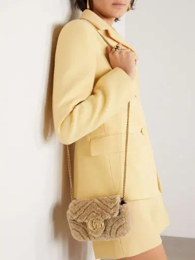 Gucci Gg Marmont 2.0 Supermini Leather-trimmed Matelassé Shearling Shoulder Bag | Thumbnail 2 Gucci Gg Marmont 2.0 Supermini Leather-trimmed Matelassé Shearling Shoulder Bag | Thumbnail 2
