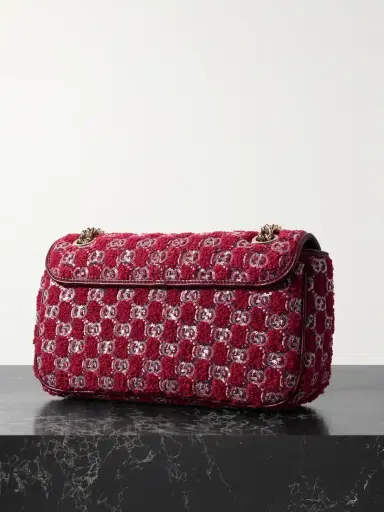 Gucci Gg Marmont 2.0 Embellished Embroidered Leather-trimmed Bouclé Shoulder Bag | Thumbnail 3 Gucci Gg Marmont 2.0 Embellished Embroidered Leather-trimmed Bouclé Shoulder Bag | Thumbnail 3