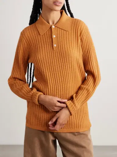 Guest In Residence Ribbed Waffle-knit Cashmere Polo Sweater | Thumbnail 3 Guest In Residence Ribbed Waffle-knit Cashmere Polo Sweater | Thumbnail 3
