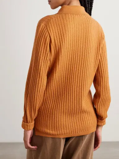 Guest In Residence Ribbed Waffle-knit Cashmere Polo Sweater | Thumbnail 4 Guest In Residence Ribbed Waffle-knit Cashmere Polo Sweater | Thumbnail 4
