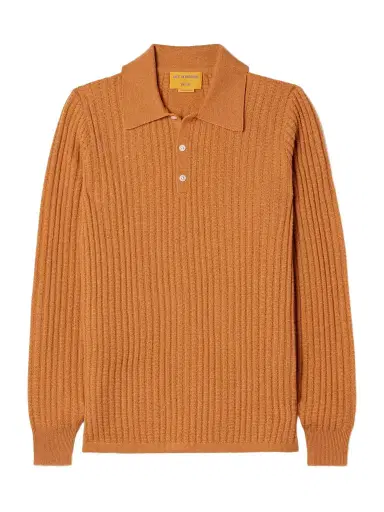 Guest In Residence Ribbed Waffle-knit Cashmere Polo Sweater | Thumbnail 1 Guest In Residence Ribbed Waffle-knit Cashmere Polo Sweater | Thumbnail 1