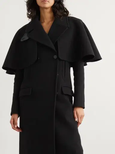 Chloé Cape-effect Double-breasted Leather-trimmed Wool Coat | Thumbnail 3 Chloé Cape-effect Double-breasted Leather-trimmed Wool Coat | Thumbnail 3