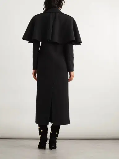 Chloé Cape-effect Double-breasted Leather-trimmed Wool Coat | Thumbnail 4 Chloé Cape-effect Double-breasted Leather-trimmed Wool Coat | Thumbnail 4