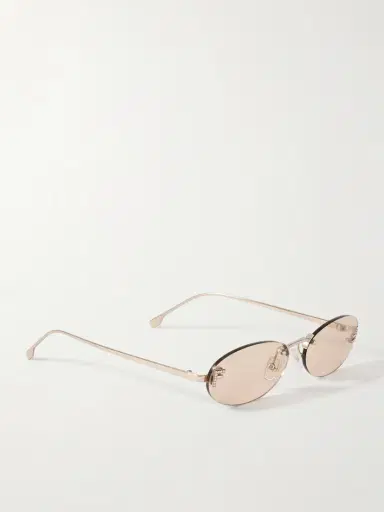 FENDI EYEWEAR Rimless Oval-frame Crystal-embellished Gold-tone Sunglasses | Thumbnail 3 FENDI EYEWEAR Rimless Oval-frame Crystal-embellished Gold-tone Sunglasses | Thumbnail 3